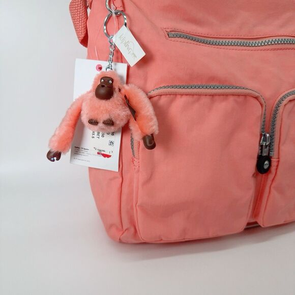 Kipling Tasmo Crossbody Shoulder Bag With Furry Monkey Pink Sherbert Lightweight - Picture 3 of 11